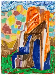 Shara Hughes, Standing Straight, 2020, mixed media on paper
