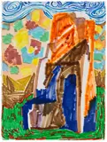 Shara Hughes, Standing Straight, 2020, mixed media on paper
