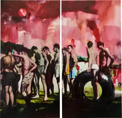 Yukimasa Ida, Sky –red light–, 2016, oil on canvas, diptych
