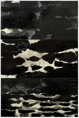 Flowing Water 15-4 by Zhang Jian-Jun, 2015, oil, Chinese ink and rice paper on canvas, triptych, sold Dec 2025