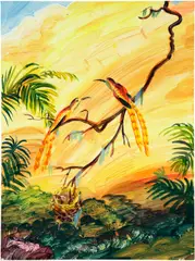 Hilary L. Doyle, Oasis VI (After Martin Johnson Heade), 2023, acrylic on wood panel