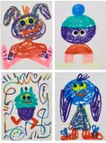 Jon Burgerman, Four works: (i) Sorta Cola; (ii) Scibbs Kyle; (iii) Shelld; & (iv) Sorta Goat