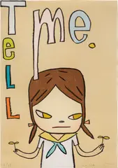 Yoshitomo Nara, Tell Me, 2014, Ukiyo-e woodcut in colours, on Japan paper, the full sheet