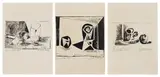 Pablo Picasso, Dans l'atelier de Picasso (In Picasso's Studio): three plates (M. 76; 77; 91, see C. Bks. 88), 1947, Three lithographs, on Arches paper, with full margins