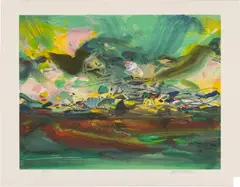 Etincelante élégance (Sparkling Elegance) by Chu Teh-chun, 2008, Lithograph in colours, on Arches paper, with margins, sold Mar 2025