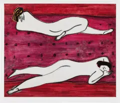 Sanyu, Two Nudes on a Red Tapestry, 2017, Giclée print in colours, on wove paper, with full margins