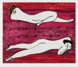 Sanyu, Two Nudes on a Red Tapestry, 2017, Giclée print in colours, on wove paper, with full margins