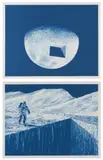 Daniel Arsham, LUNAR PRINTS, 2021, The pair of screenprints in blue, on archival paper, with full margins, the sheets loose (as issued), both contained in the original linen-covered presentation box
