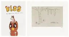 Kumacchi Wanted To Be Someone Else; and The Sleeping Fox by Atsushi Kaga, 2012; and 2022, One lithograph in colours and one etching, on wove paper, the full sheets, sold Mar 2025