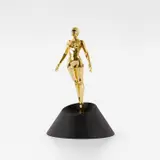 Hajime Sorayama, Sexy Robot floating (Gold), 2020, Gold plated resin and PVC multiple with LED light, contained int the original presentation box