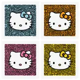 Sam Cox, Kitty Blue; Kitty Orange; Kitty Pink; and Kitty Yellow, 2021, Four giclée and screenprints in colours with glitter, on wove paper, with full margins