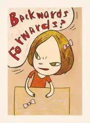 Yoshitomo Nara, Backwards Forwards, 2012, Ukiyo-e woodcut in colours, on Japanese paper, the full sheet
