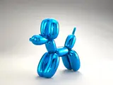 Jeff Koons, Balloon Dog (Blue), 2021, Porcelain multiple painted in chrome, contained in the original Styrofoam-lined presentation box with blue printed signature