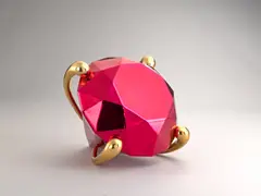 Jeff Koons, Diamond (Red), 2020, Porcelain multiple painted in chrome, contained in the original Styrofoam-lined presentation box with metallic red printed signature