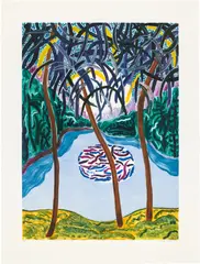 Shara Hughes, Full Moon Cove, 2019, Monotype with oil-based ink in colours, on wove paper, with full margins