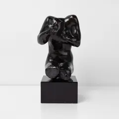 Auguste Rodin, Torse féminin assis sans tête, petit modèle (Headless Seated Female Torso, Small Model), Conceived circa 1900/cast in 1979, Bronze sculpture with dark brown patina