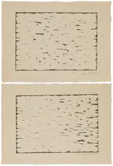Lee Ufan, Relatum 74-1; and Relatum 74-2, 1974, Two woodcuts, on Japanese Washi paper, with full margins