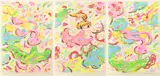 Ayako Rokkaku, Untitled 2 (Triptych Edition), 2022, Ukiyo-e style woodcut in colours, on Echizen-suzushi-bokusho paper, with full margins