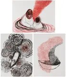 Chiharu Shiota, Being Together; Sailing in the Sky; and Navigating into the Unknown, 2020, Three lithographs in colours, on Zerkall Alt Mainz/Meiisen paper, the full sheets