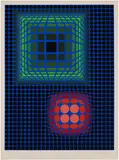 Victor Vasarely, Sphere and Cube, 1972, Screenprint in colours, on wove paper, with full margins