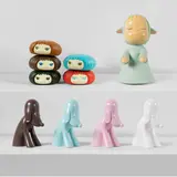 Yoshitomo Nara, Gummi Girl Candy Jars (set of 5); Little Wanderer; and Aomori-ken Dog Piggy Banks (set of 4), 2002-2016, Ten painted cast vinyl and injection moulded plastic scupltures