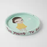 Yoshitomo Nara, Too Young to Die Ashtray, 2002, Glazed ceramic ashtray