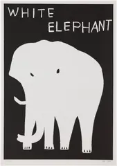 David Shrigley, White Elephant, 2021, Linocut, on Somerset paper, with full margins