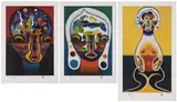 Izumi Katō, Untitled 1 (Homme Rouge); Untitled 2 (Femme Verte); and Untitled 3 (Jaune), 2020, Three offset lithographs in colours, on wove paper, with full margins