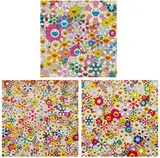 Flower Smile; Open Your Hands Wide, Embrance Happiness!; and Flowers in Heaven by Takashi Murakami, 2011 & 2010, Three offset lithographs in colours, on smooth wove paper, the full sheets, sold Nov 2025