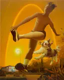 Kyle Dunn, The Fool, 2021, acrylic on wooden panel