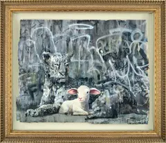 Banksy, The Leopard and Lamb, 2016, acrylic on ply, in artist's frame