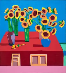 Guy Yanai, 30 Sunflowers (after David Hockney), 2021, oil on canvas