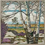 Billy Childish, Birch Trees with Spring Snow, 2021, oil and charcoal on linen
