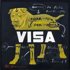 Wang Guangyi, VISA Dog, 1995, oil on canvas
