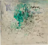 Untitled by Zao Wou-ki, 1958, watercolour and ink on paper laid on cardboard, sold Jun 2024