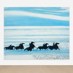 André Brasilier, Les chevaux de neptune, 1976, oil on canvas