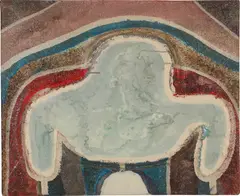 Tsuyoshi Maekawa, Work A-42, 1963, oil and burlap on canvas