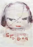 Sad Dog by Yoshitomo Nara, 1998, acrylic and pencil on paper, sold Jun 2024