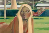 Tania Marmolejo, Suburban Sunbathers, 2020, oil on wood