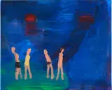 Katherine Bradford, A Walk by the Water, 2022, acrylic on canvas