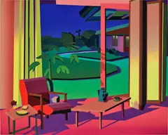 Palm Springs by Jonathan Chapline, 2019, acrylic and Flasche on panel, sold Mar 2024