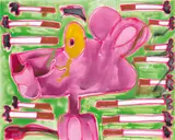 Katherine Bernhardt, Green, 2019, acrylic and spray paint on canvas