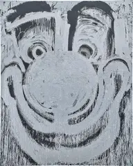 Joyce Pensato, Silver Clown, 2011, enamel and metallic paint on linen