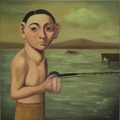 The Fisherman by Jess Valice, 2022, oil on canvas, sold Mar 2024