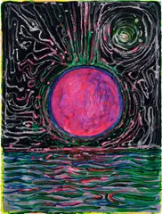 Electric Night - Moonrise - Red Tide by Thomas Houseago, 2020, acrylic on paper, offered Mar 2024