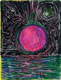Thomas Houseago, Electric Night - Moonrise - Red Tide, 2020, acrylic on paper