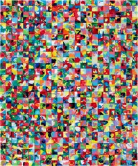 Hyunjin Kwon, Visual Poetry Pixel Series #696, 2021, mixed media on canvas