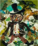 Matías Sánchez, Pintor con sombrero de copa, 2020, oil on linen
