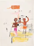 Boxeo by Jean-Michel Basquiat, 1986, graphite, watercolour and wax crayon on paper, sold Nov 2024