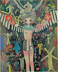 Aya Takano, Secrets of the thousand year spiral: Fugoppe, 2013, oil on canvas